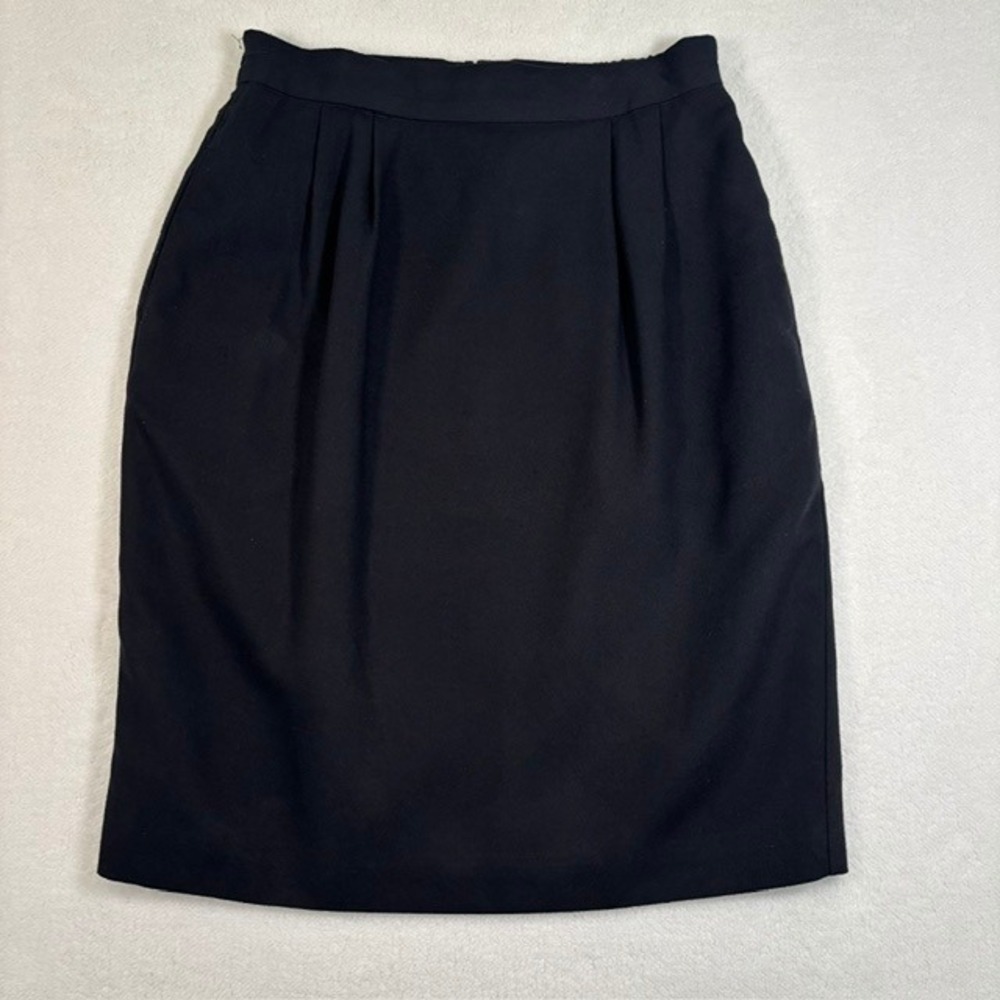 Vintage Norton McNaughton Petites Black Pleated Pencil Skirt 2 Pockets Size 10P